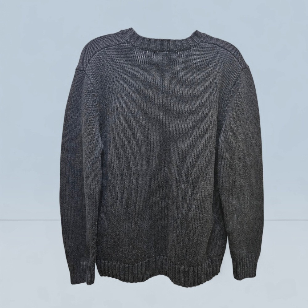 Lauren Ralph Lauren Men's V-Neck Sweater Black Heavy Cotton Crest Logo Size L - Picture 2 of 7
